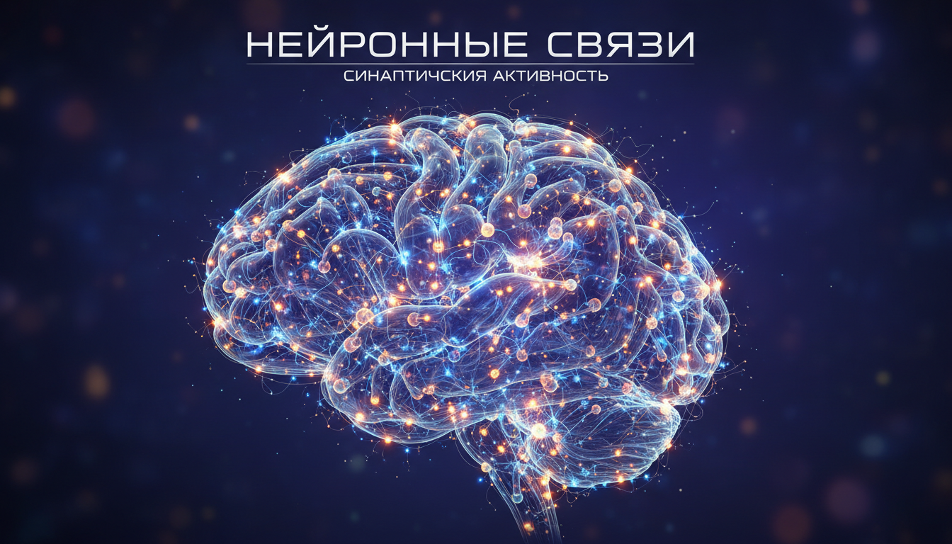 схематичная модель нейронных связей головного мозга, синаптическая активность