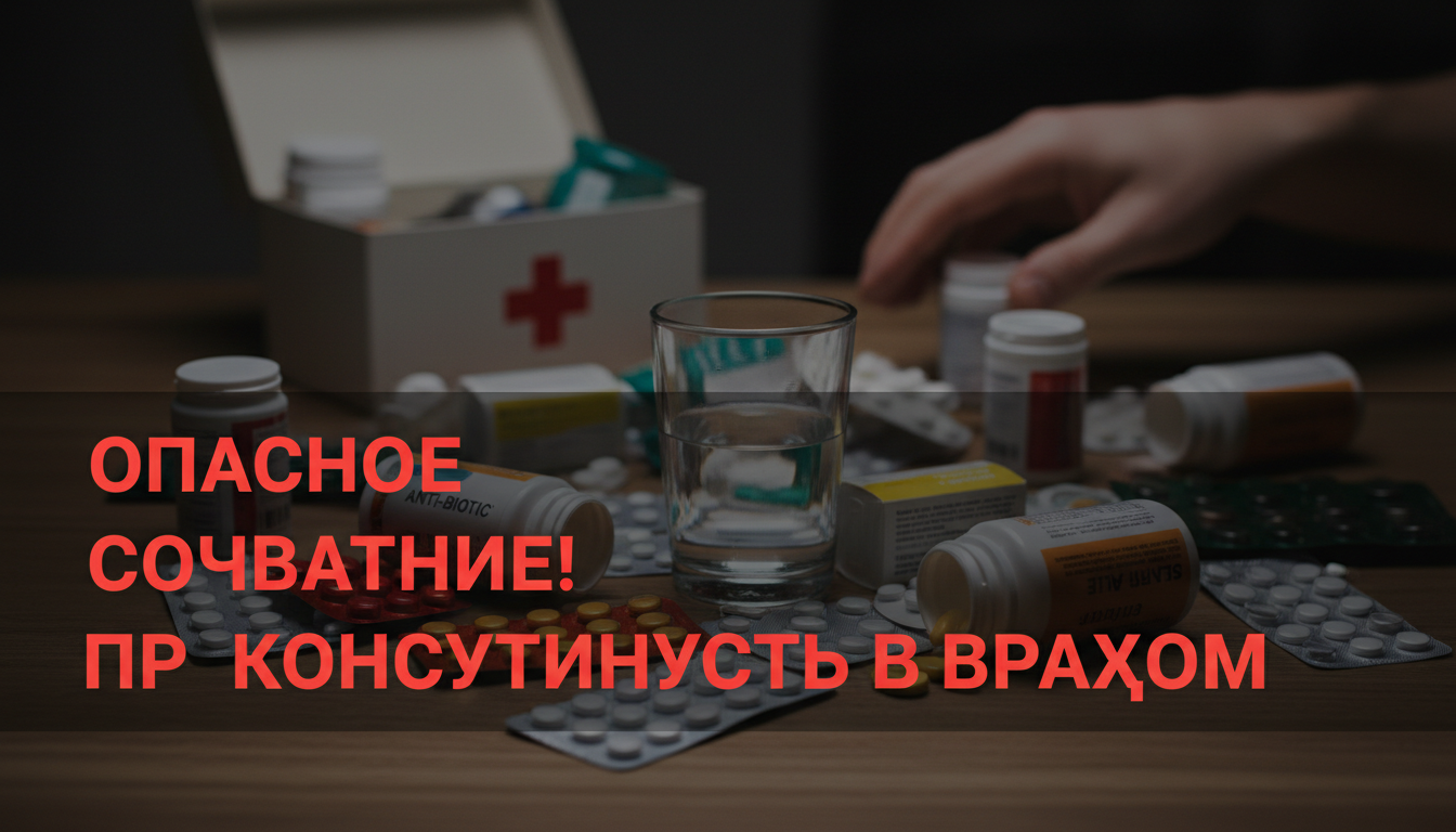 Домашняя аптечка с лекарствами, предупредительный контекст, медицинские препараты на столе